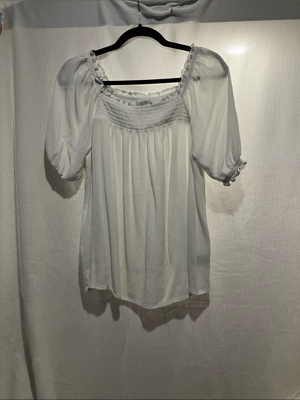 torrid White Smocked Square-Neck Puff Sleeve Blouse